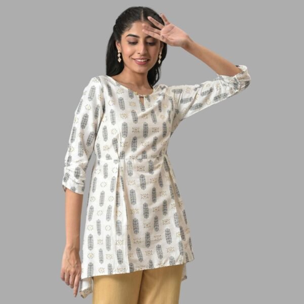 White A-line Printed kurta
