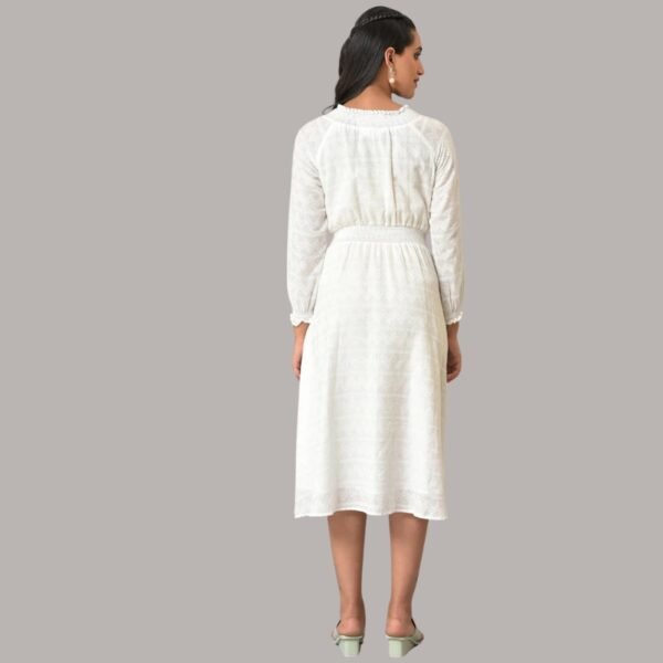 White Flared Printed Modern Ethnic Dress - Image 2