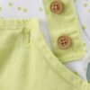 Wow Clothes Cotton Woven Frock With Half Sleeves Inner T-Shirt & Teddy Applique - White & Green - Image 4