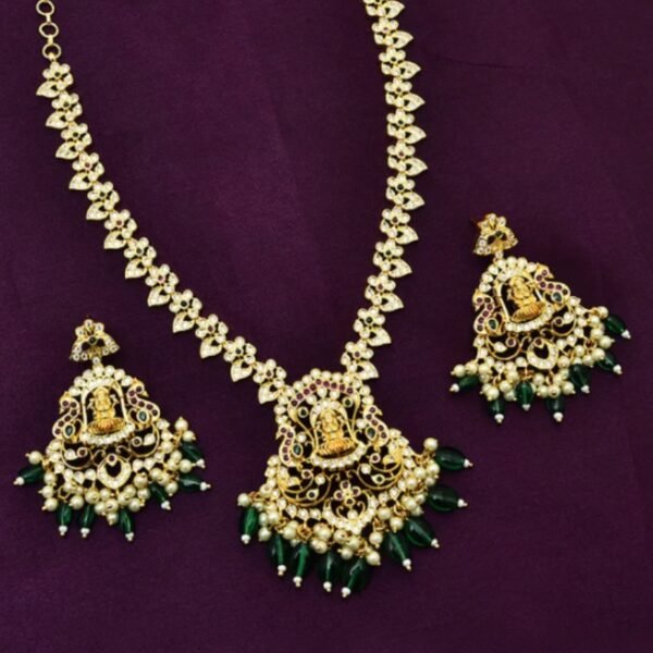 Designer Gold Emerald Necklace Set