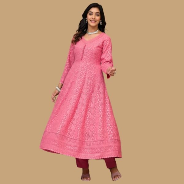 Ankle Length Anarkali Gown In Pink Color - Image 4