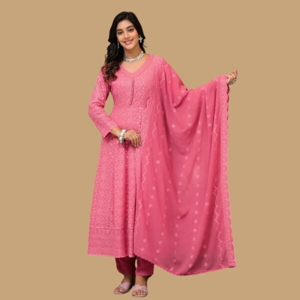 Ankle Length Anarkali Gown In Pink Color