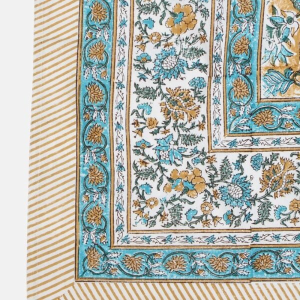 Beige Ihania Cotton Hand Block Printed Bed Cover - Image 4