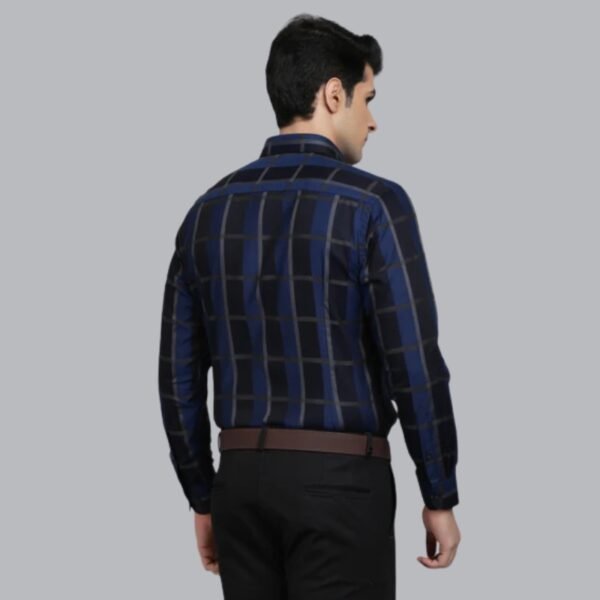 Black & Blue Checked Slim Fit Formal Shirt - Image 3