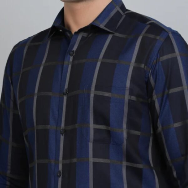 Black & Blue Checked Slim Fit Formal Shirt - Image 4