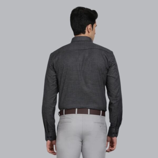 Black Checked Regular Fit Formal Shirt - Image 4