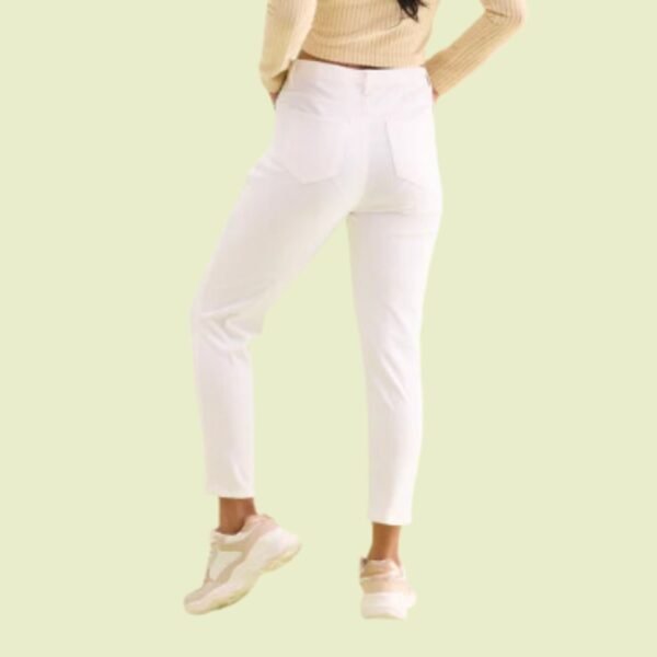 White Cotton Poly Stretch Cropped Colored Jeggings - Image 2