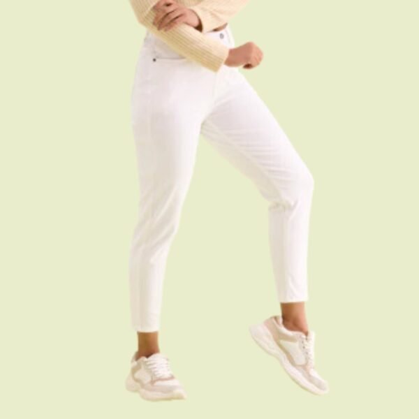 White Cotton Poly Stretch Cropped Colored Jeggings - Image 3