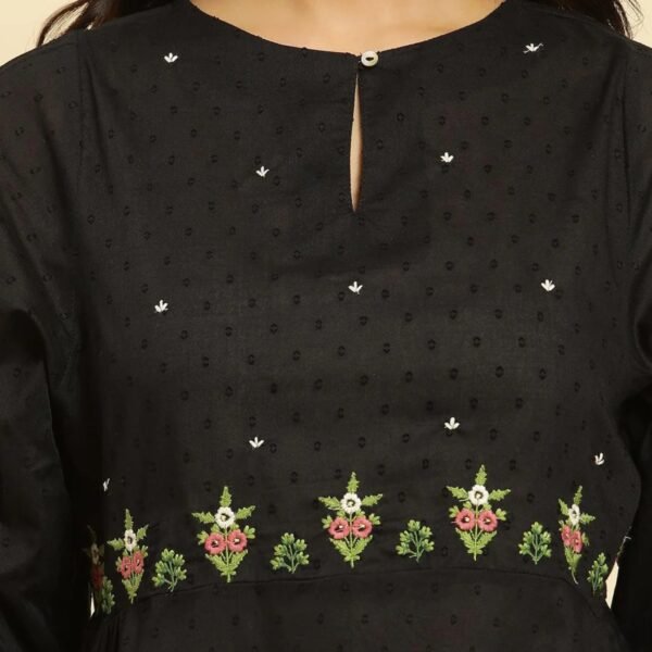 Black Floral Embroidered Western Top - Image 3
