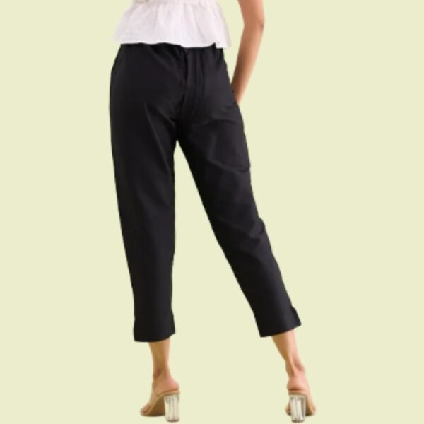 Black Poly Modal Metallic Pants - Image 2