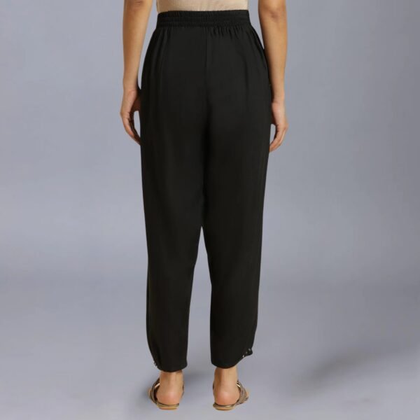 Black Side Gather Pants With Sequin Details - Image 2