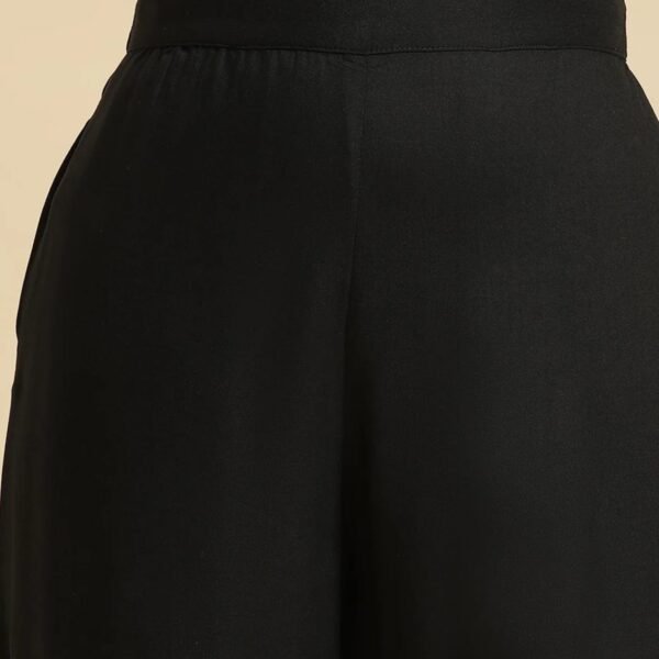 Black Side Gather Pants With Sequin Details - Image 3