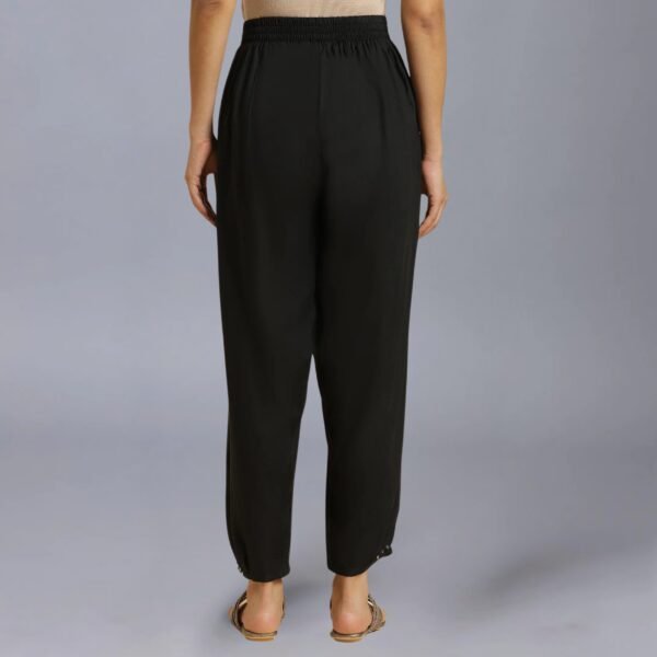 Black Side Gather Pants With Sequin Details - Image 4