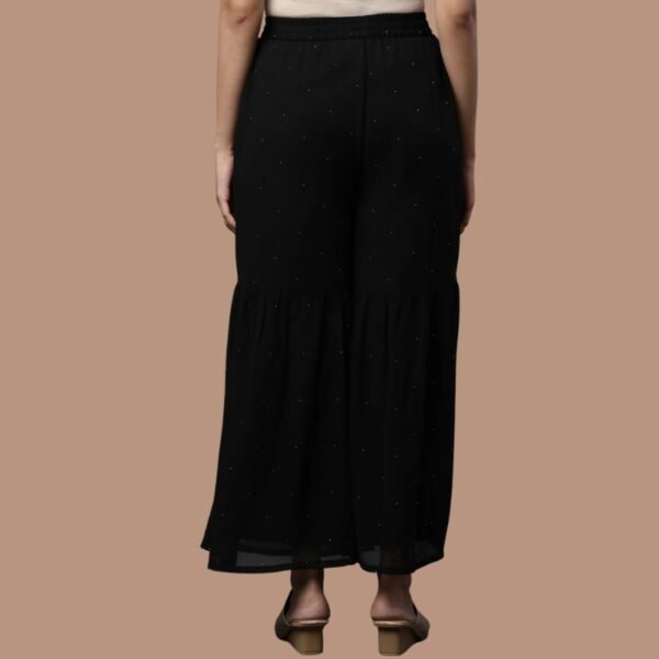Black Tiered Georgette Festive Sharara - Image 2