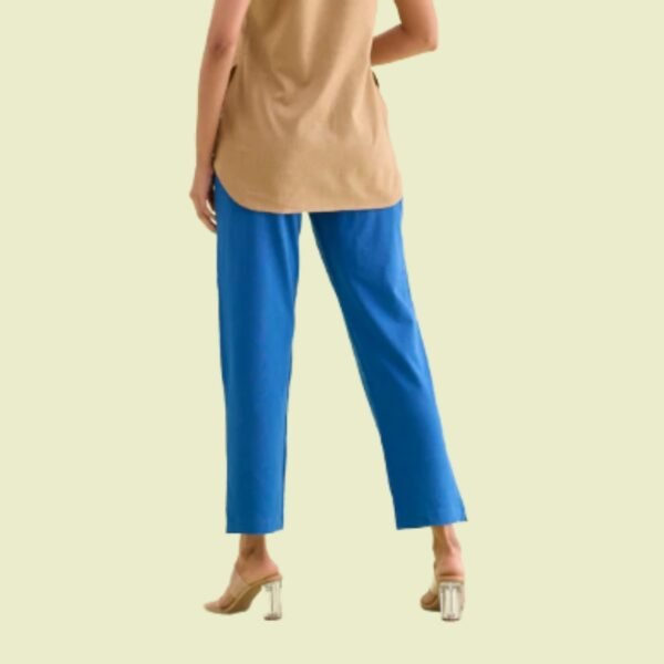Blue Cotton Stretch Kurti Pants - Image 3