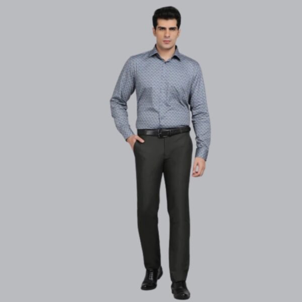 Blue Printed Regular Fit Formal Shirt - Image 2
