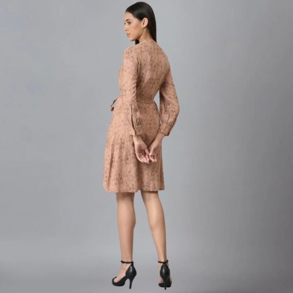 Blush Pink Cotton Textured Dress With Belt - Image 2