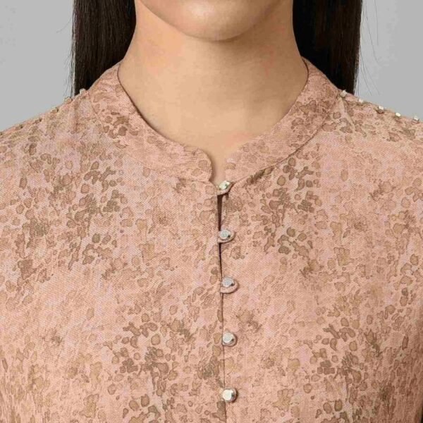 Blush Pink Cotton Textured Dress With Belt - Image 3