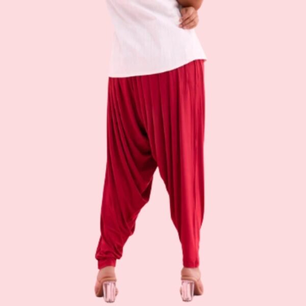 Bright Red Viscose Stretch Patiala - Image 3
