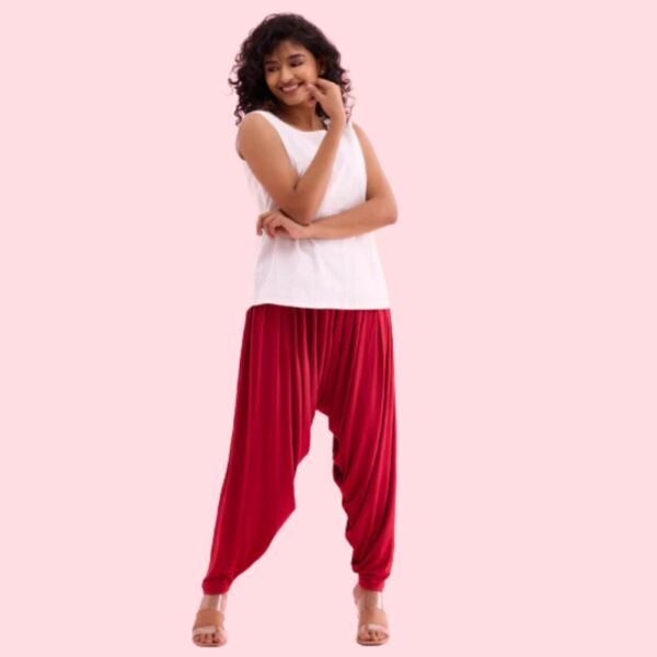 Bright Red Viscose Stretch Patiala