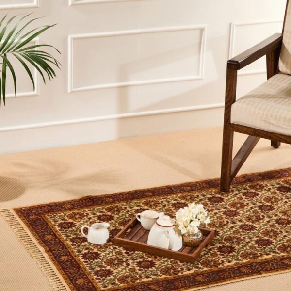 Brown Cotton Printed Dhurrie