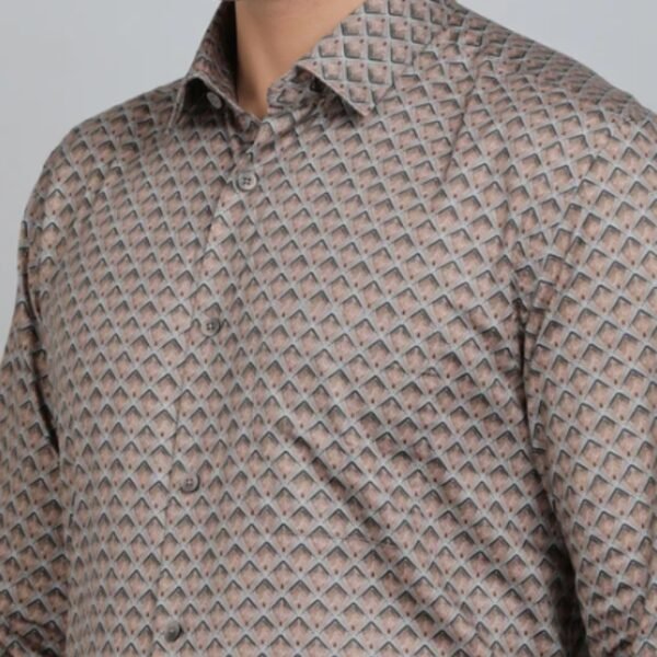 Brown Printed Regular Fit Formal Shirt - Image 4