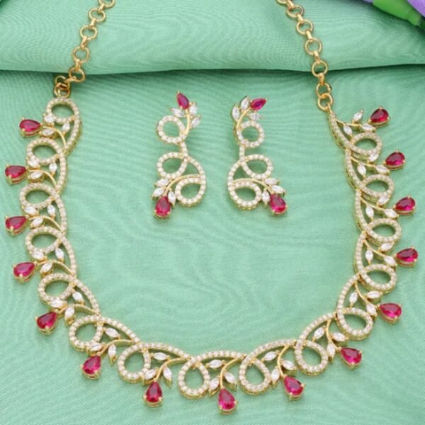 Designer Gold Plated Zirconia Necklace Set