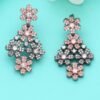 Designer Floral BlackRose Polish Zirconia Necklace Set - Image 2
