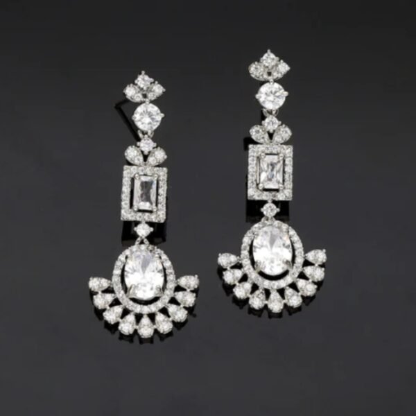 Designer Rhodium Polish Zirconia Necklace Set - Image 2