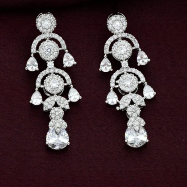 Designer Rhodium Polish Zirconia Necklace Set - Image 2