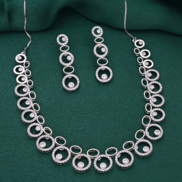 Designer Rhodium Polish Zirconia Necklace Set