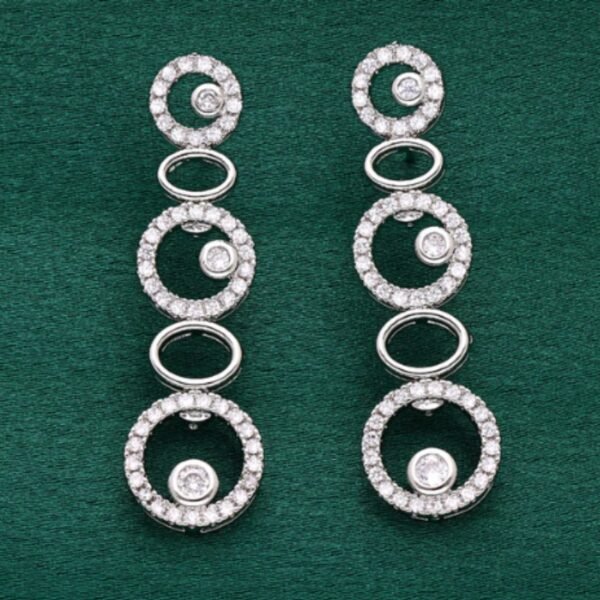 Designer Rhodium Polish Zirconia Necklace Set - Image 2