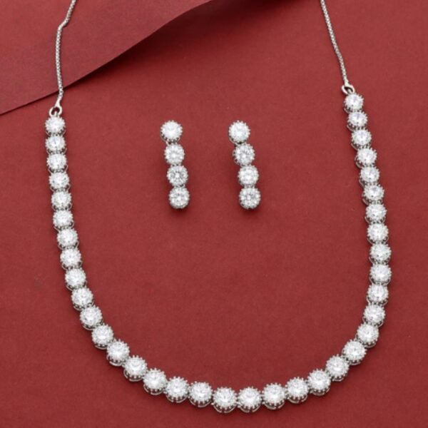 Designer Rhodium Polish Zirconia Necklace Set
