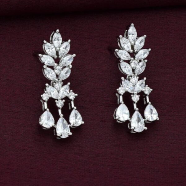 Designer Rhodium Polish Zirconia Necklace Set - Image 2