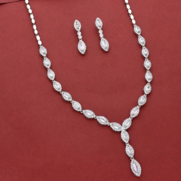 Designer Rhodium Polish Zirconia Necklace Set