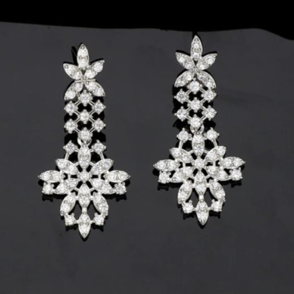 Designer Rhodium Polish Zirconia Necklace Set - Image 2