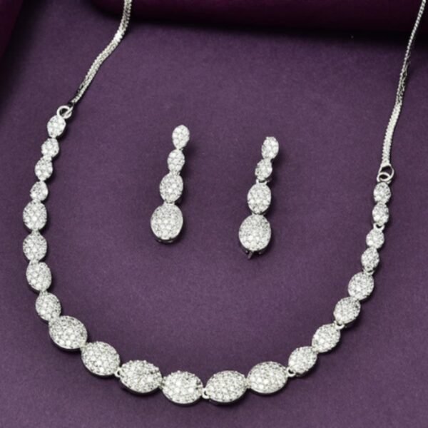Designer Rhodium Polish Zirconia Necklace Set