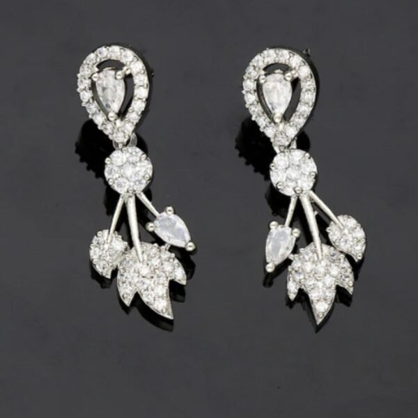 Designer Rhodium and Gold Polish Zirconia Necklace Set - Image 2