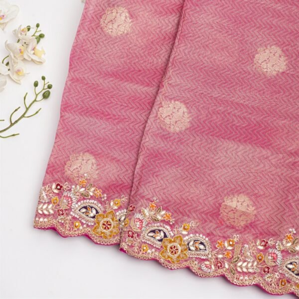 Designer Tissue Pink Saree - Image 2