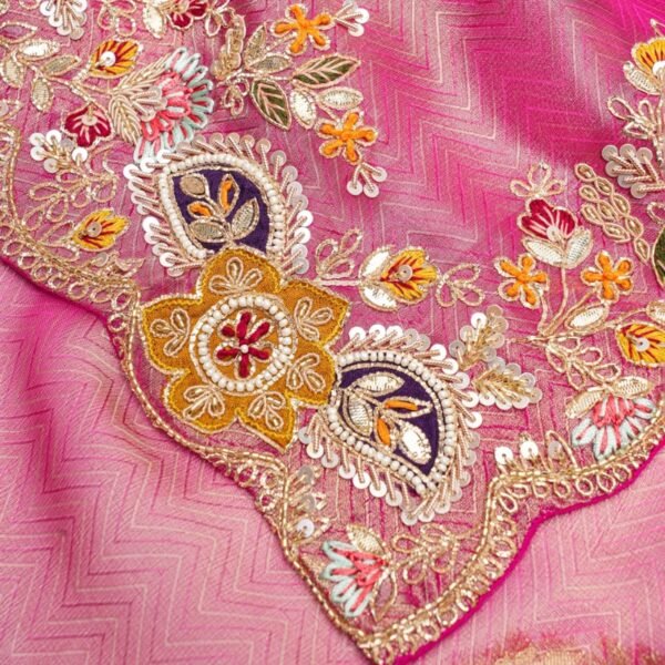 Designer Tissue Pink Saree - Image 3