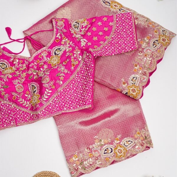 Designer Tissue Pink Saree