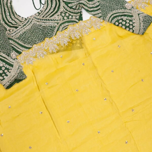 Designer Tissue Yellow Saree - Image 4