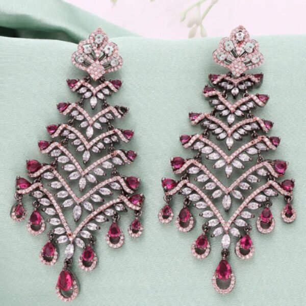 Designer Zirconia BlackRose Polish Dangler Earrings