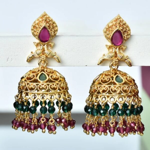 Designer Zirconia Kempu Jhumka Earrings