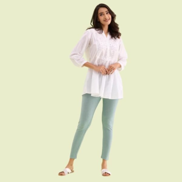 Dusty Green Drop Needle Fabric Rib Leggings