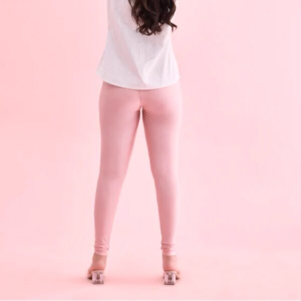 Dusty Rose Nylon Stretch Shimmer Churidar - Image 3