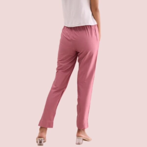 Dusty Rose Poly Modal Metallic Pants - Image 3