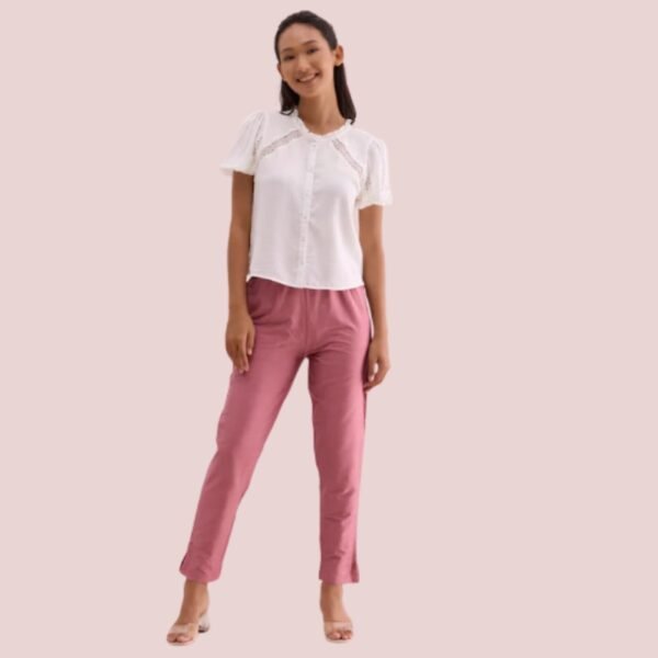 Dusty Rose Poly Modal Metallic Pants