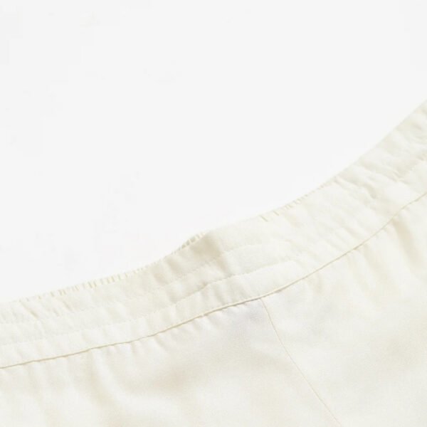 Ecru Embroidered Rayon Parallel Pants With Pleats - Image 3