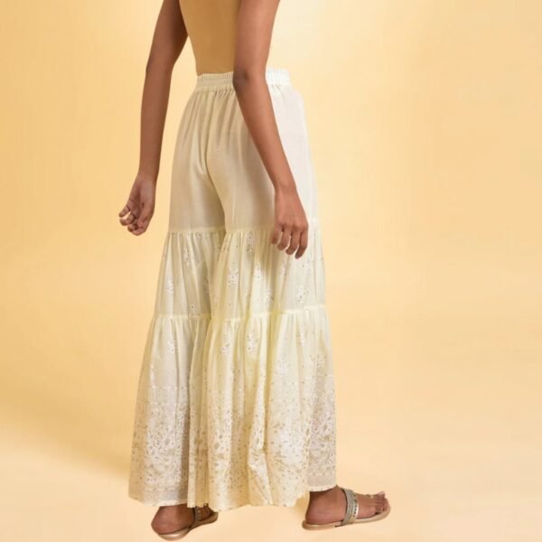 Ecru Glitter Printed Sharara - Image 3
